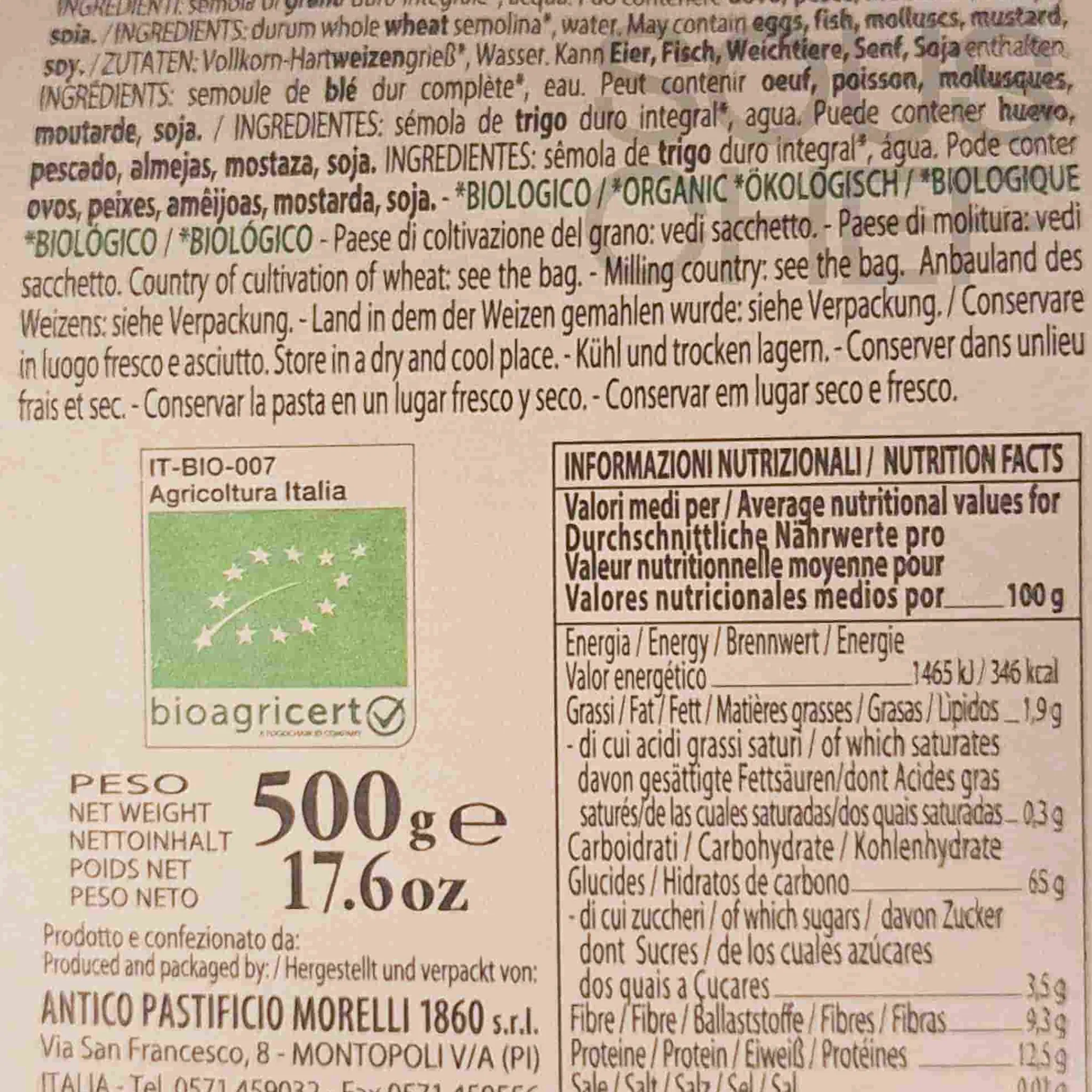 Outlet Organic Linguine Integrali Wholemeal Pasta, 500g Ingredients Brands|Italian Ingredients