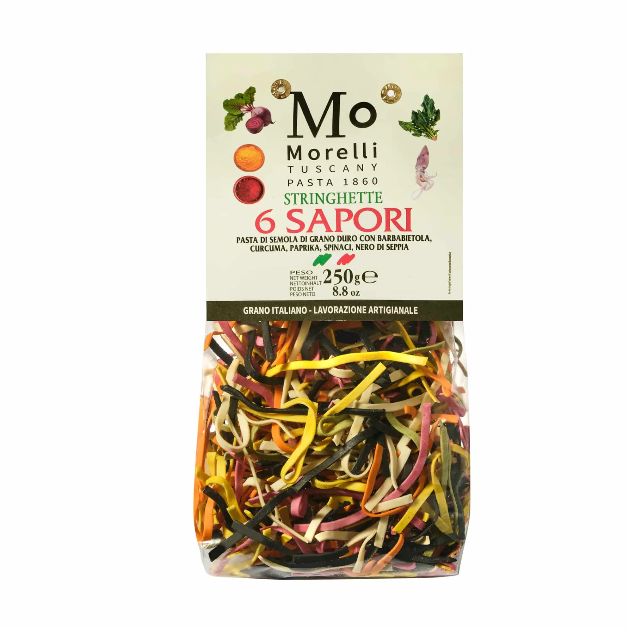 "6 Tastes Stringhette" Multicolour Pasta, 250g Italian Ingredients|Pasta, Rice & Beans