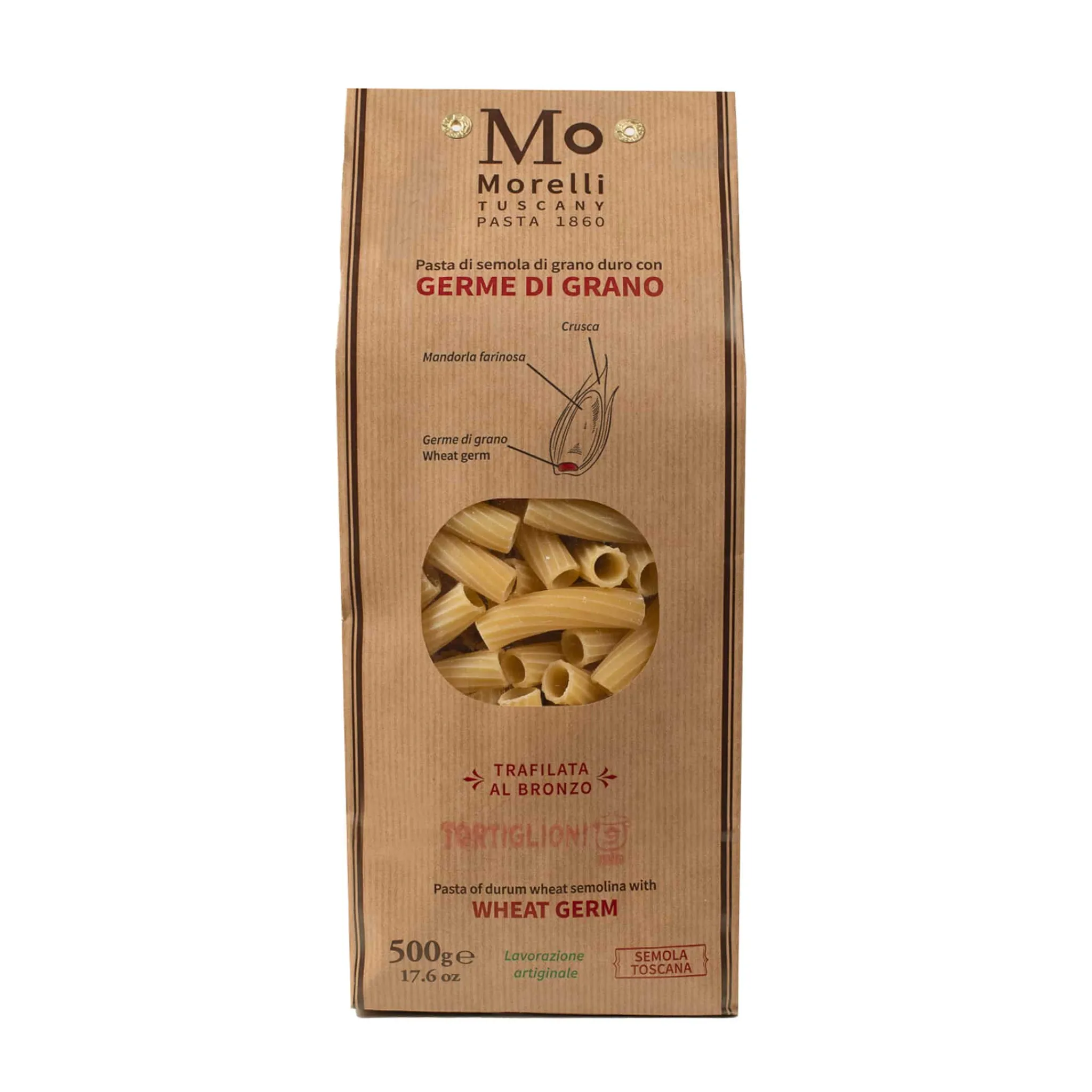 Outlet Tortiglioni Pasta with Wheat Germ, 500g Ingredients Brands|Italian Ingredients