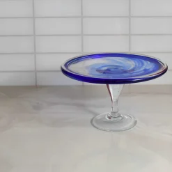 Outlet Murano Glass Blue Cake Stand, 25cm Tableware Brands