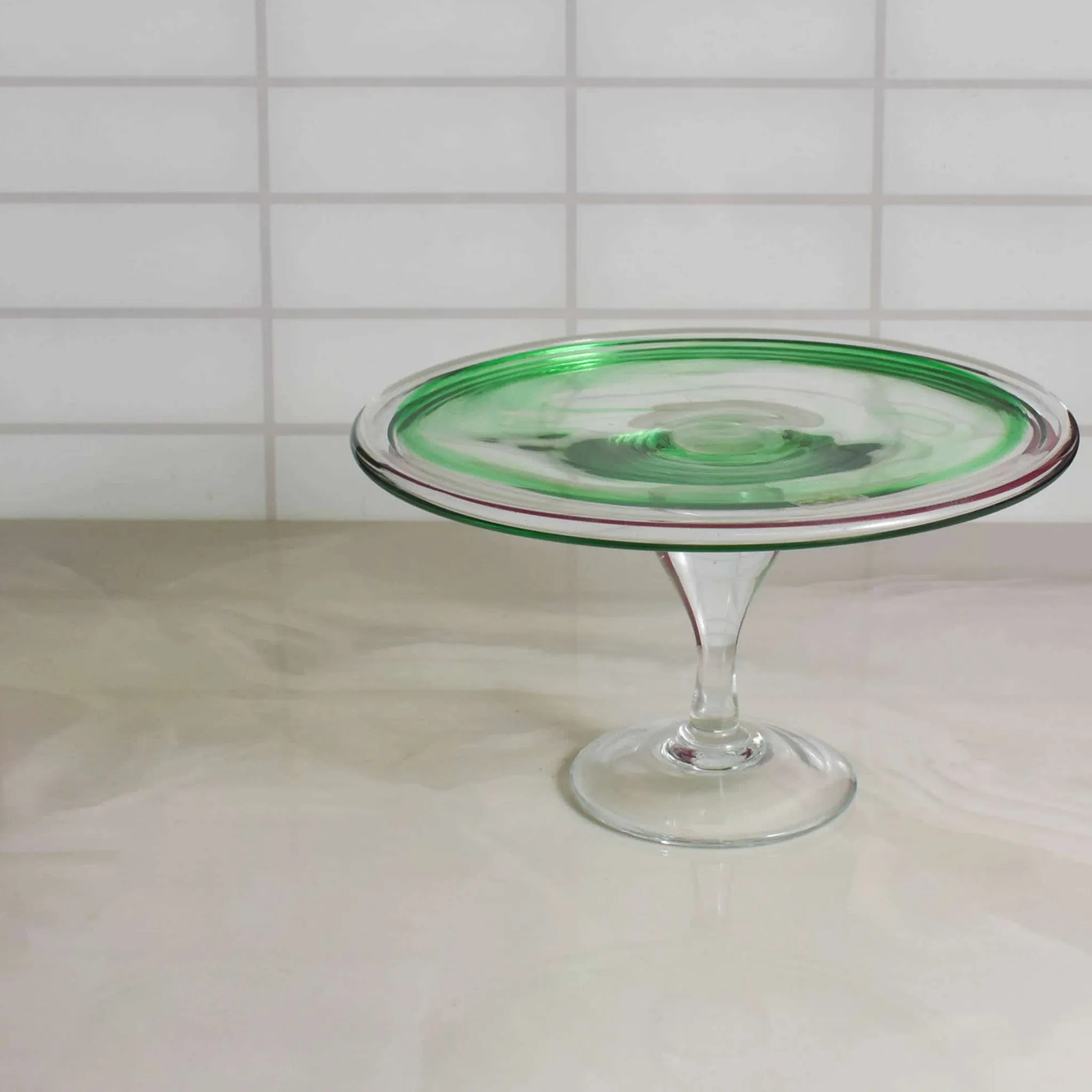 Discount Murano Glass Green Cake Stand, 25cm Tableware Brands