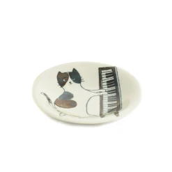 Clearance Musical Cat Japanese Side Plate, 16cm Plates|Japanese Tableware