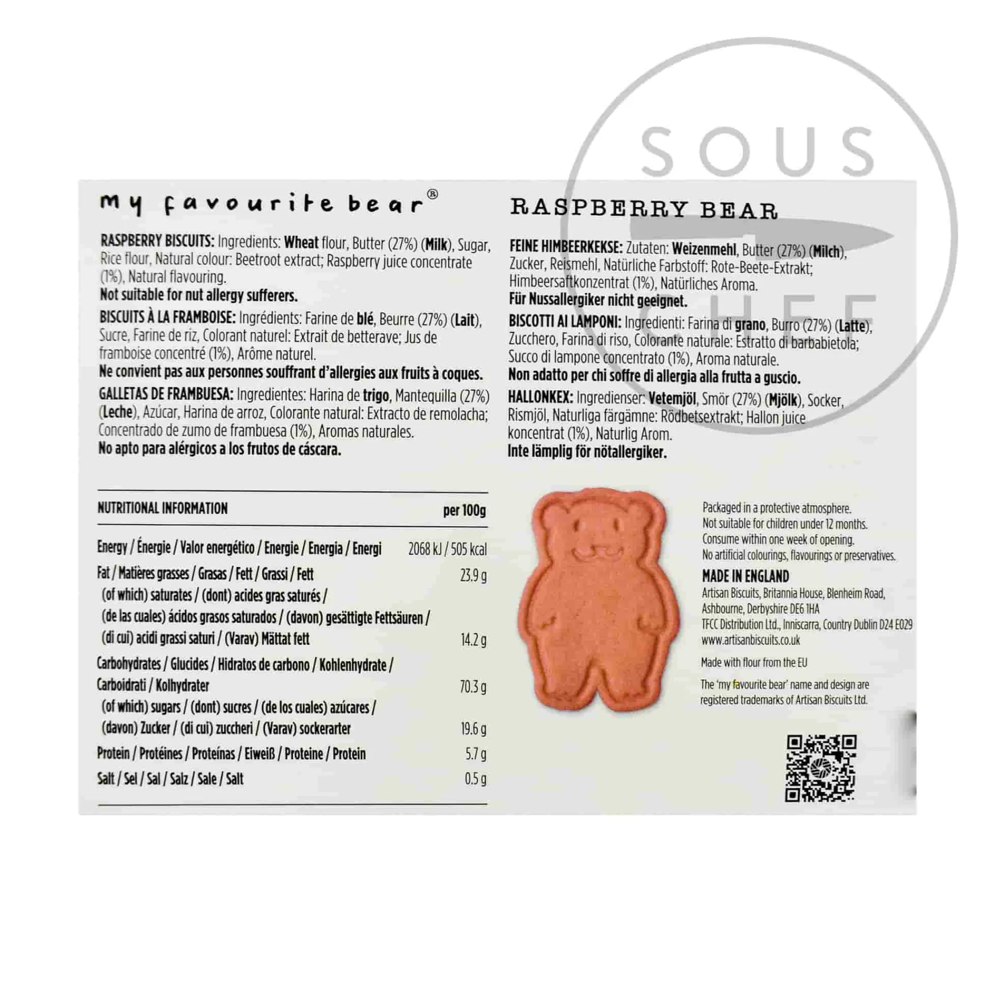 Best My Favourite Bear Raspberry Biscuits, 100g Ingredients Brands|Made In The Uk