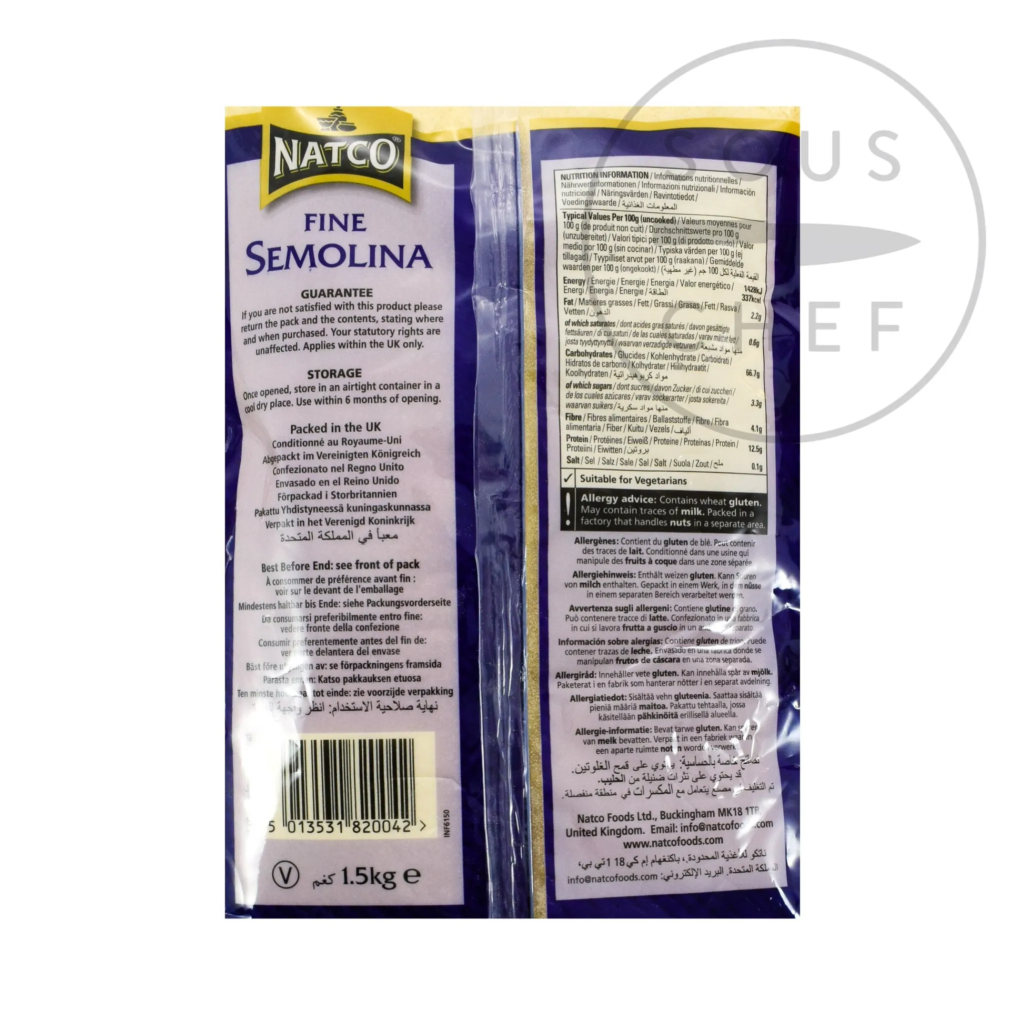 Outlet Fine Semolina, 1.5kg Ingredients Brands|Indian Ingredients