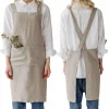 Online Natural Crossback Linen Apron Kitchen Textiles & Clothing