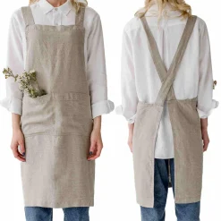 Online Natural Crossback Linen Apron Kitchen Textiles & Clothing