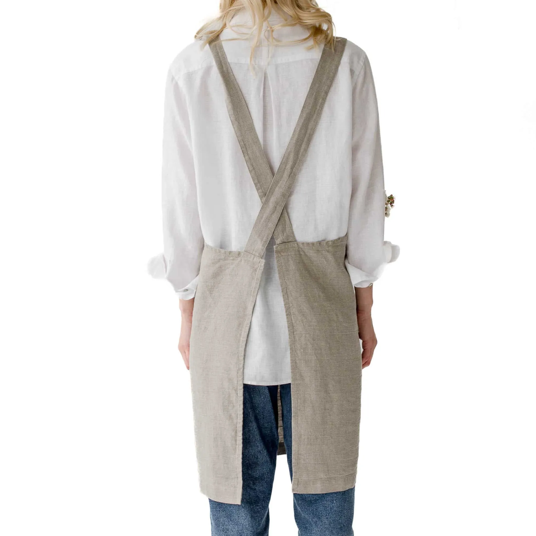 Online Natural Crossback Linen Apron Kitchen Textiles & Clothing