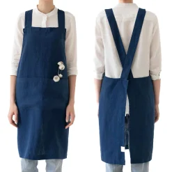 Discount Navy Crossback Linen Apron Kitchen Textiles & Clothing
