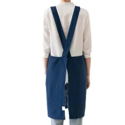 Discount Navy Crossback Linen Apron Kitchen Textiles & Clothing