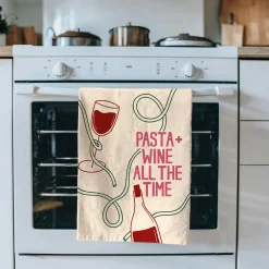 New Pasta and Wine Tea Towel Kitchen Textiles & Clothing