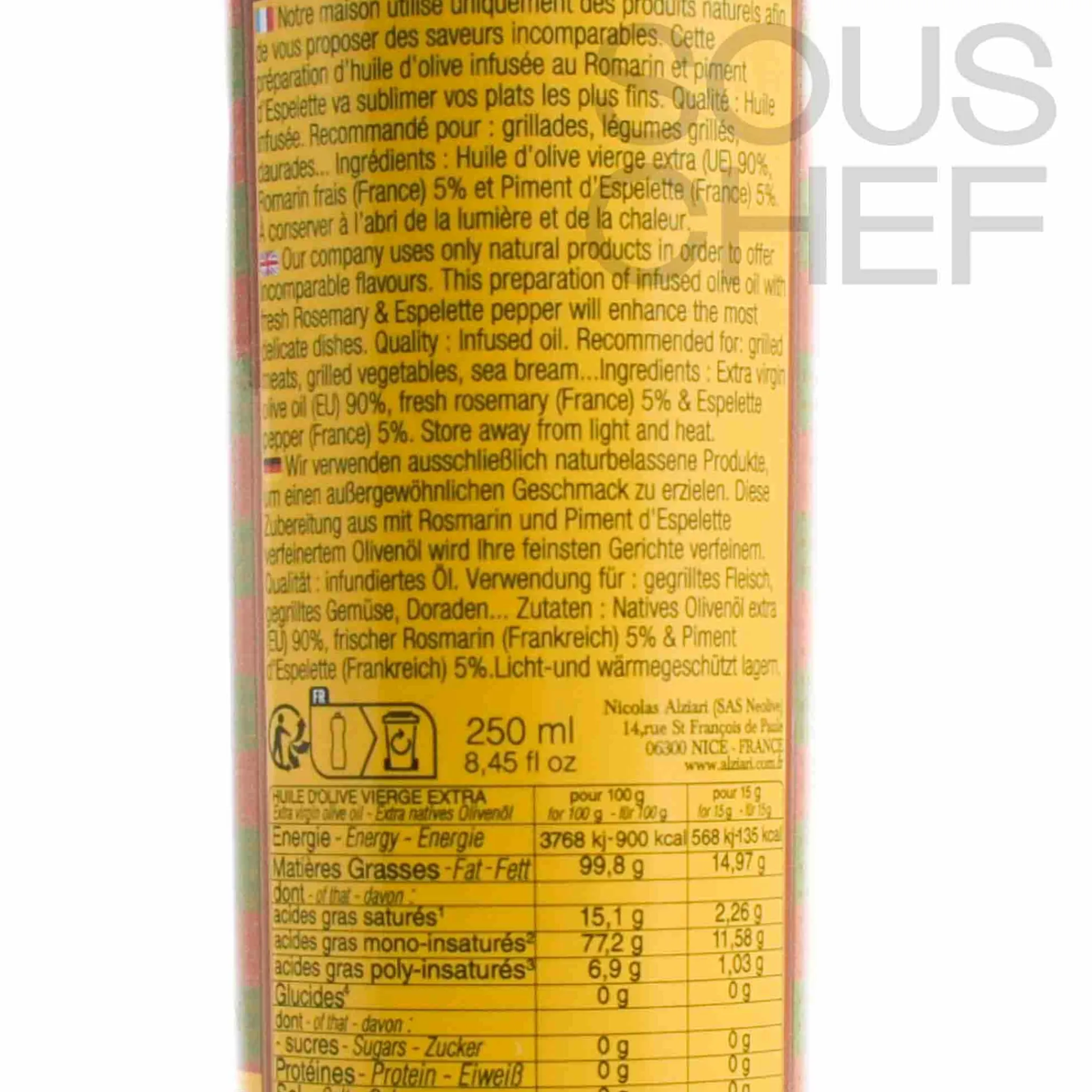 Discount Rosemary & Espelette Pepper Olive Oil, 250ml Ingredients Brands|French Ingredients
