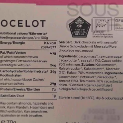 Clearance Organic Dark Chocolate & Sea Salt Chocolate Bar, 70g Ingredients Brands|Made In The Uk