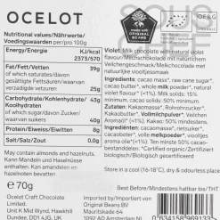 Online Organic Milk Chocolate & Violet Chocolate Bar, 70g Made In The Uk|Chocolate & Sweets