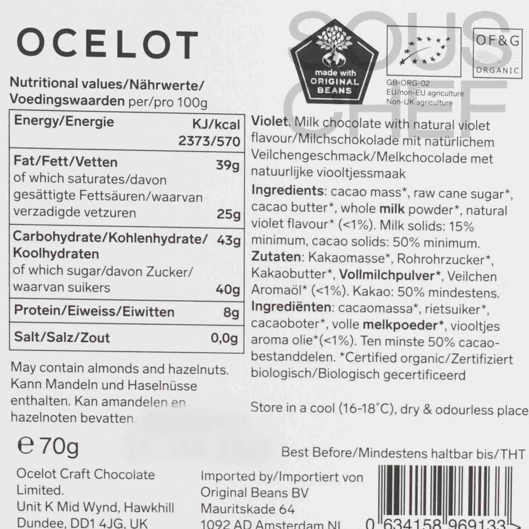 Online Organic Milk Chocolate & Violet Chocolate Bar, 70g Made In The Uk|Chocolate & Sweets
