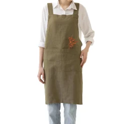 New Olive Crossback Linen Apron Kitchen Textiles & Clothing