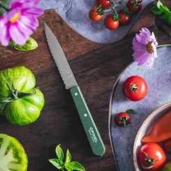 Online No 113 Khaki Beechwood Handle Serrated Paring Knife, 10cm Kitchen Knives