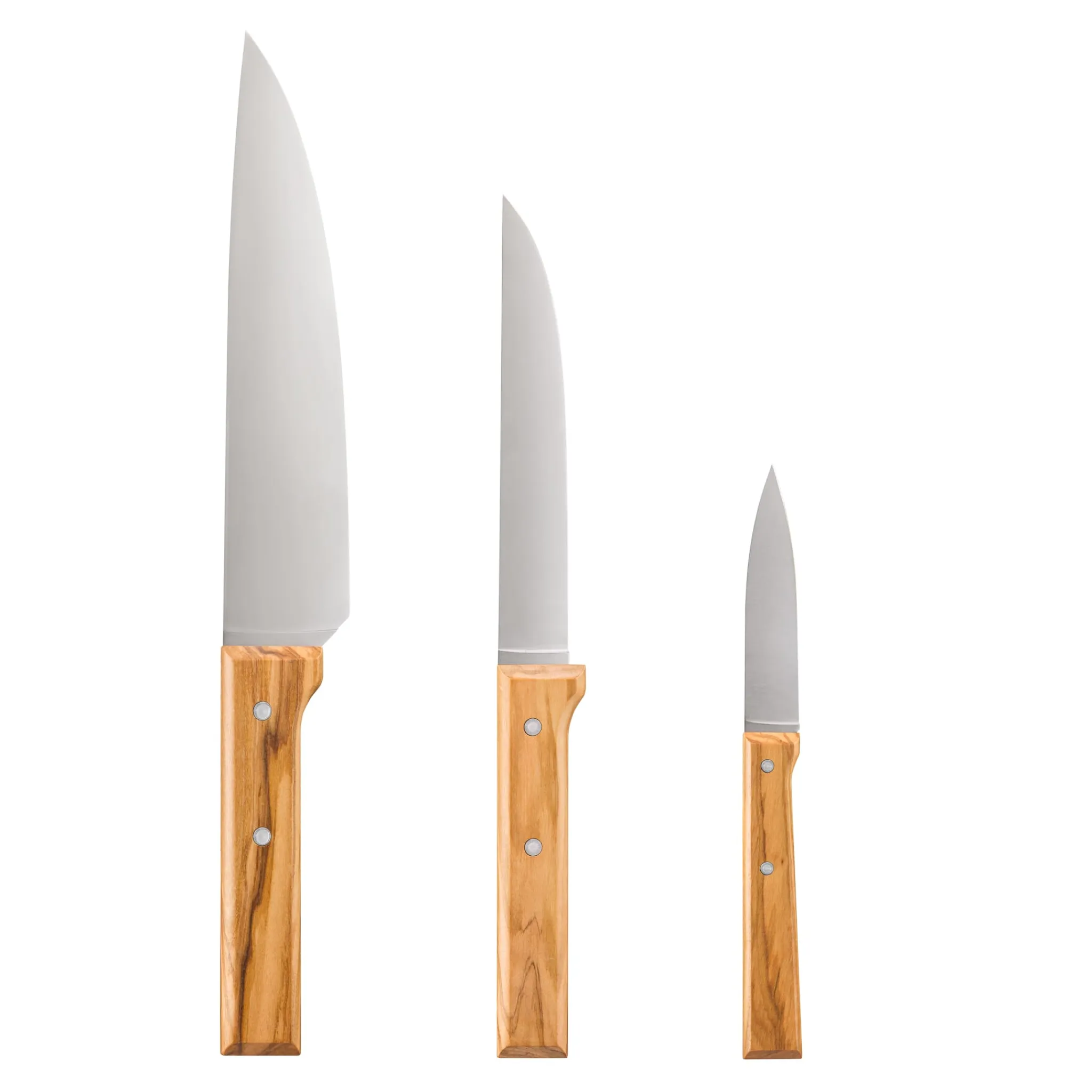 Clearance Parallele Olive Wood Knife Trio Kitchen Knives
