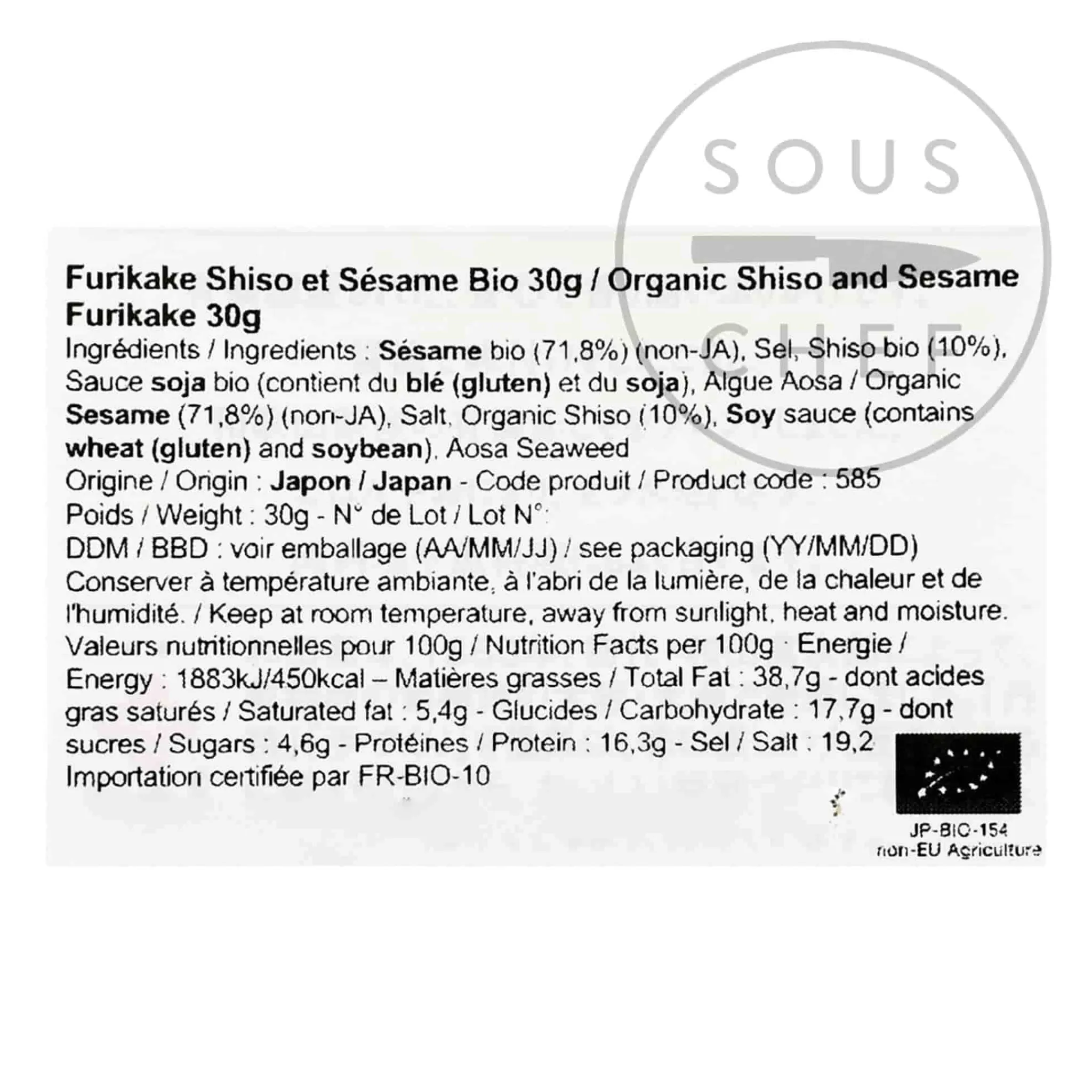 Best Organic Shiso & Sesame Furikake, 30g Ingredients Brands|Japanese Ingredients