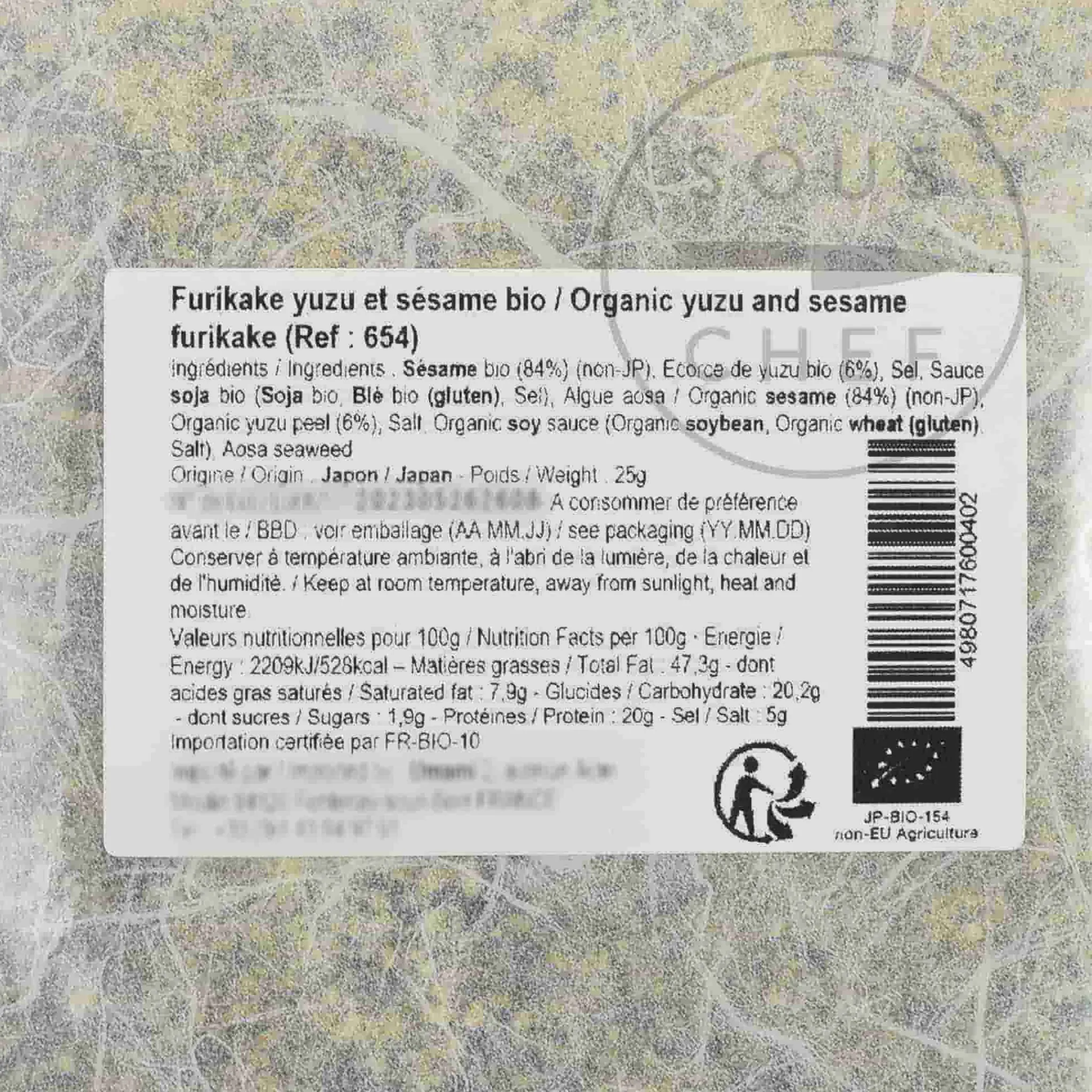 Organic Yuzu & Sesame Furikake, 25g Ingredients Brands|Japanese Ingredients