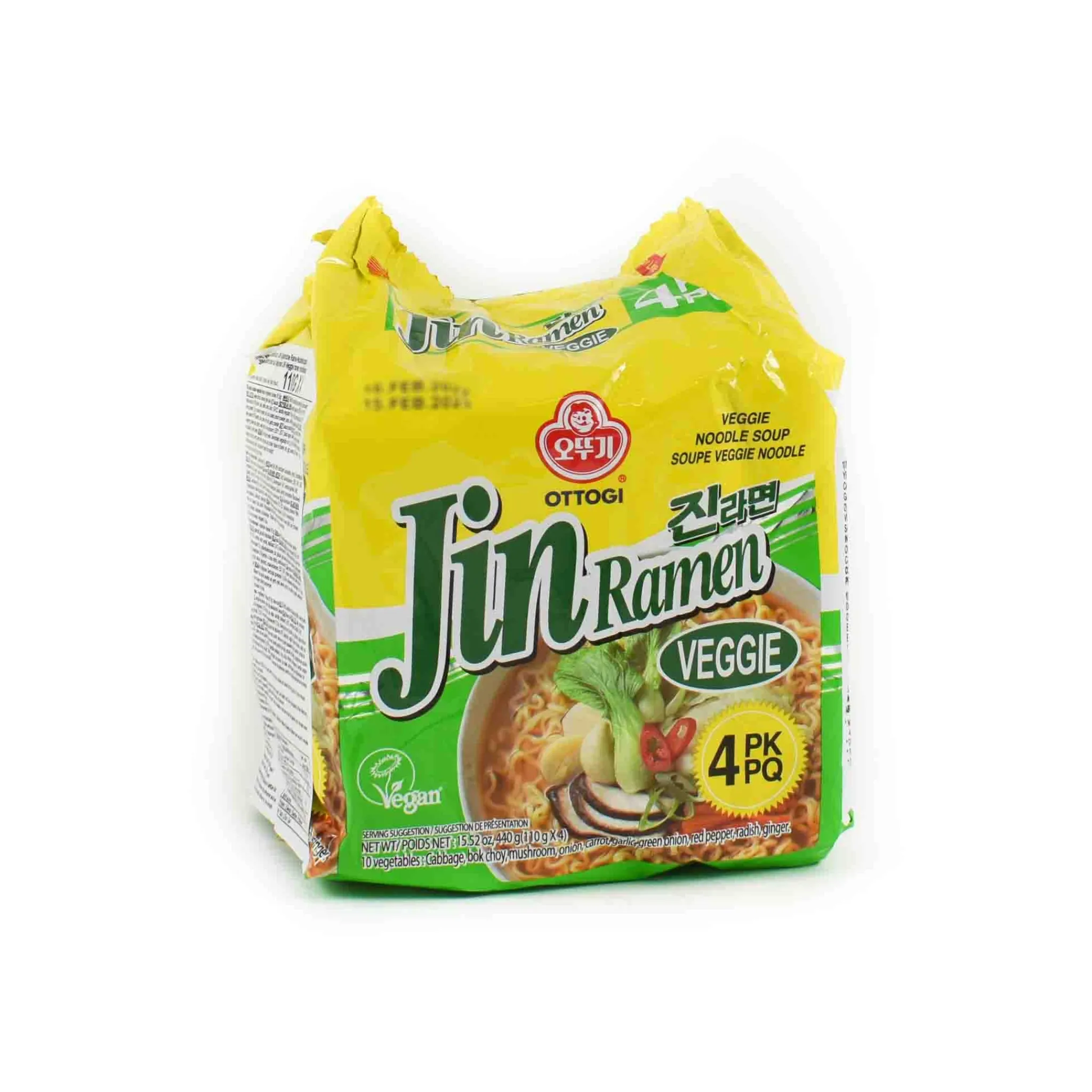 New Vegan Jin Ramen Veggie Multi 4 Pack Noodles, 4 x 110g Ingredients Brands|Korean Ingredients
