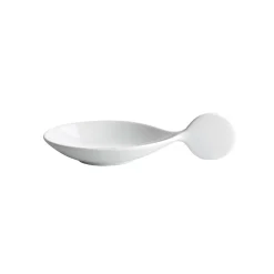 Sale Pack of 6 Porcelain Canape Spoon with Circle Handle, 10cm Serveware|Canape Supplies