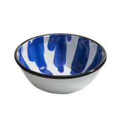 Online Paintstroke Enamel Salad Bowl, Blue & White, 26cm Middle Eastern Ingredients|Crockery & Dinnerware