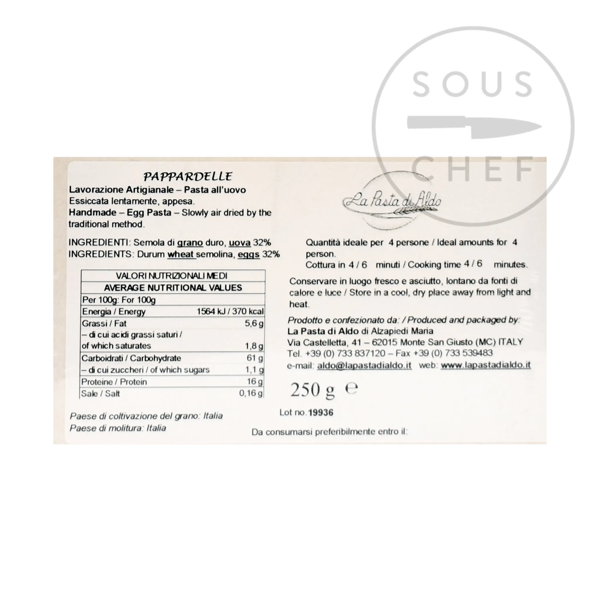 Online Pappardelle Egg Pasta, 250g Italian Ingredients|Pasta, Rice & Beans
