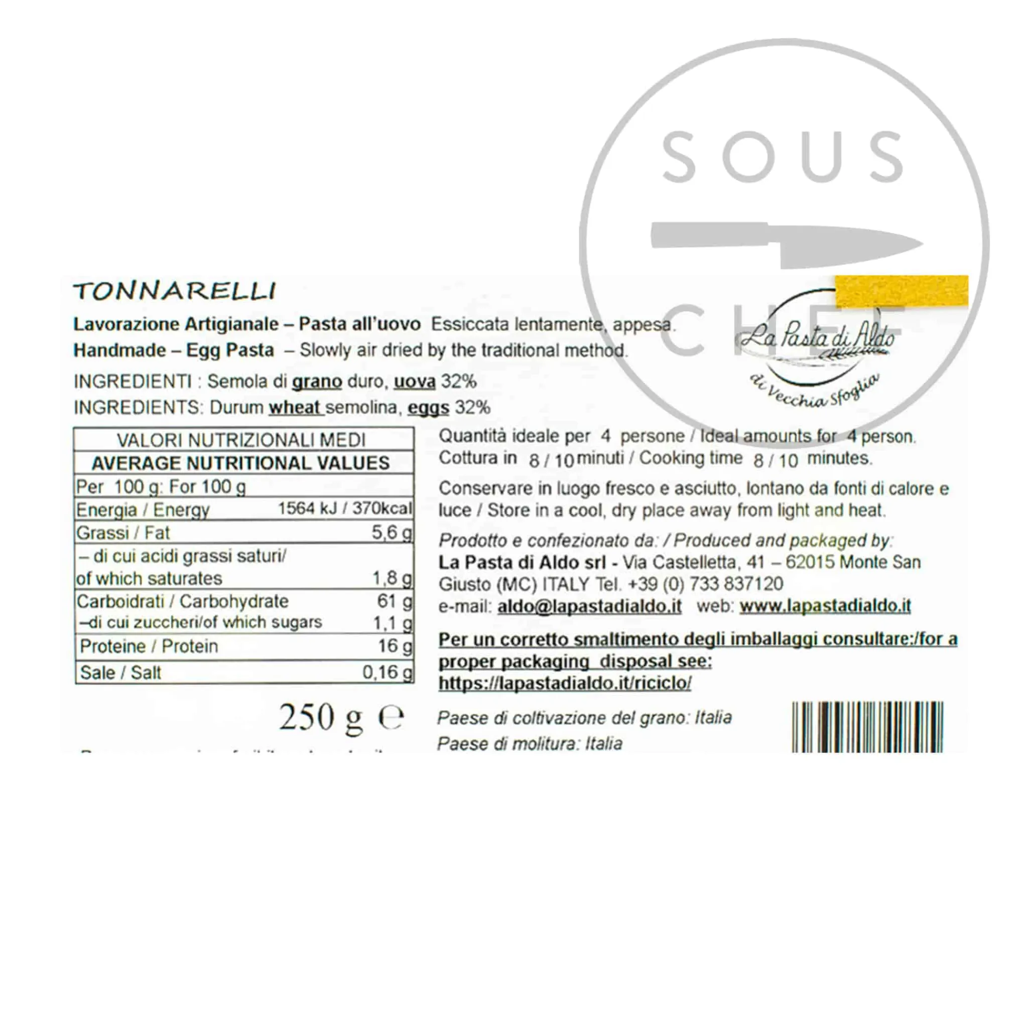 Tonnarelli Egg Pasta - for Cacio Pepe, 250g Italian Ingredients|Pasta, Rice & Beans