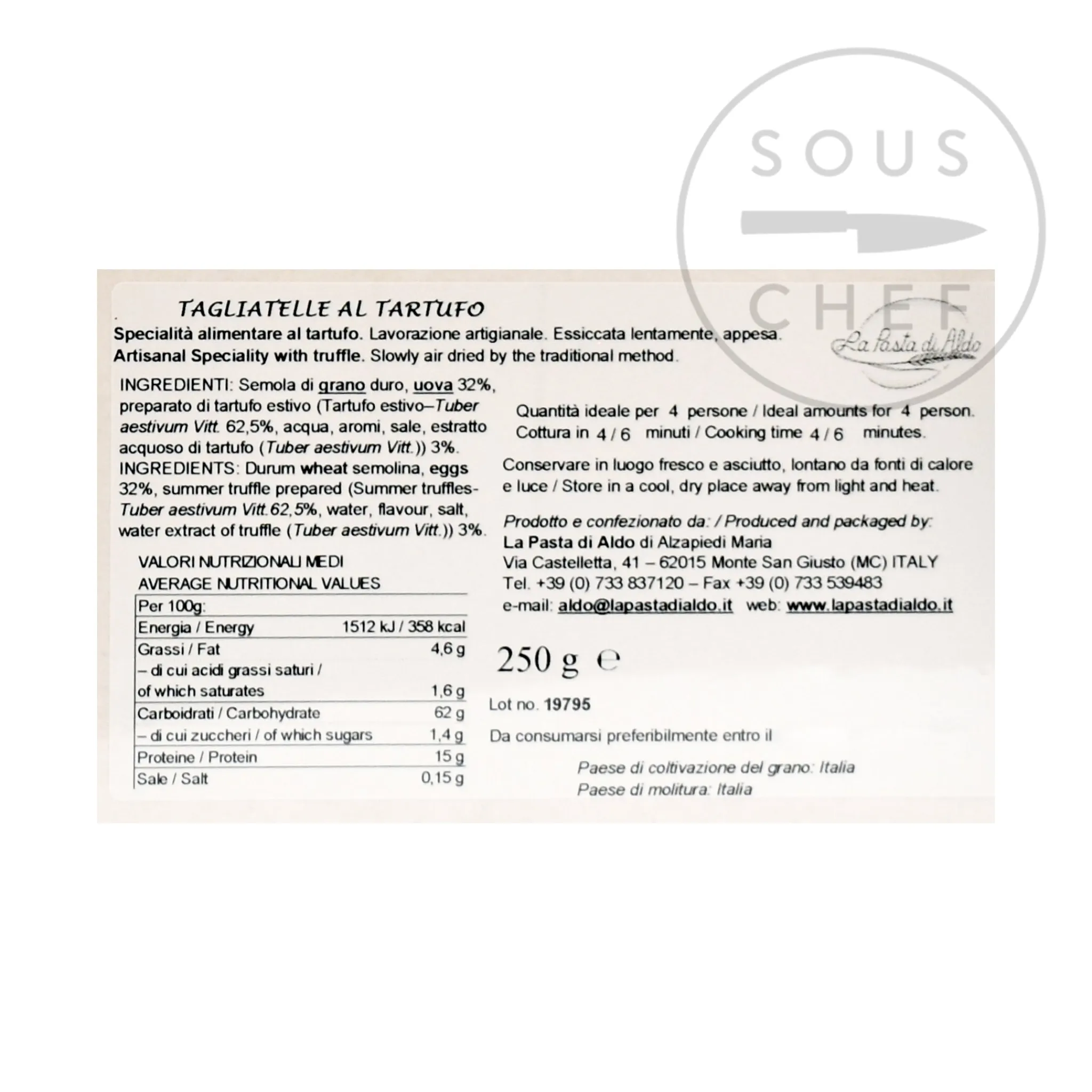 Best Truffle Tagliatelle Egg Pasta, 250g Ingredients Brands|Italian Ingredients
