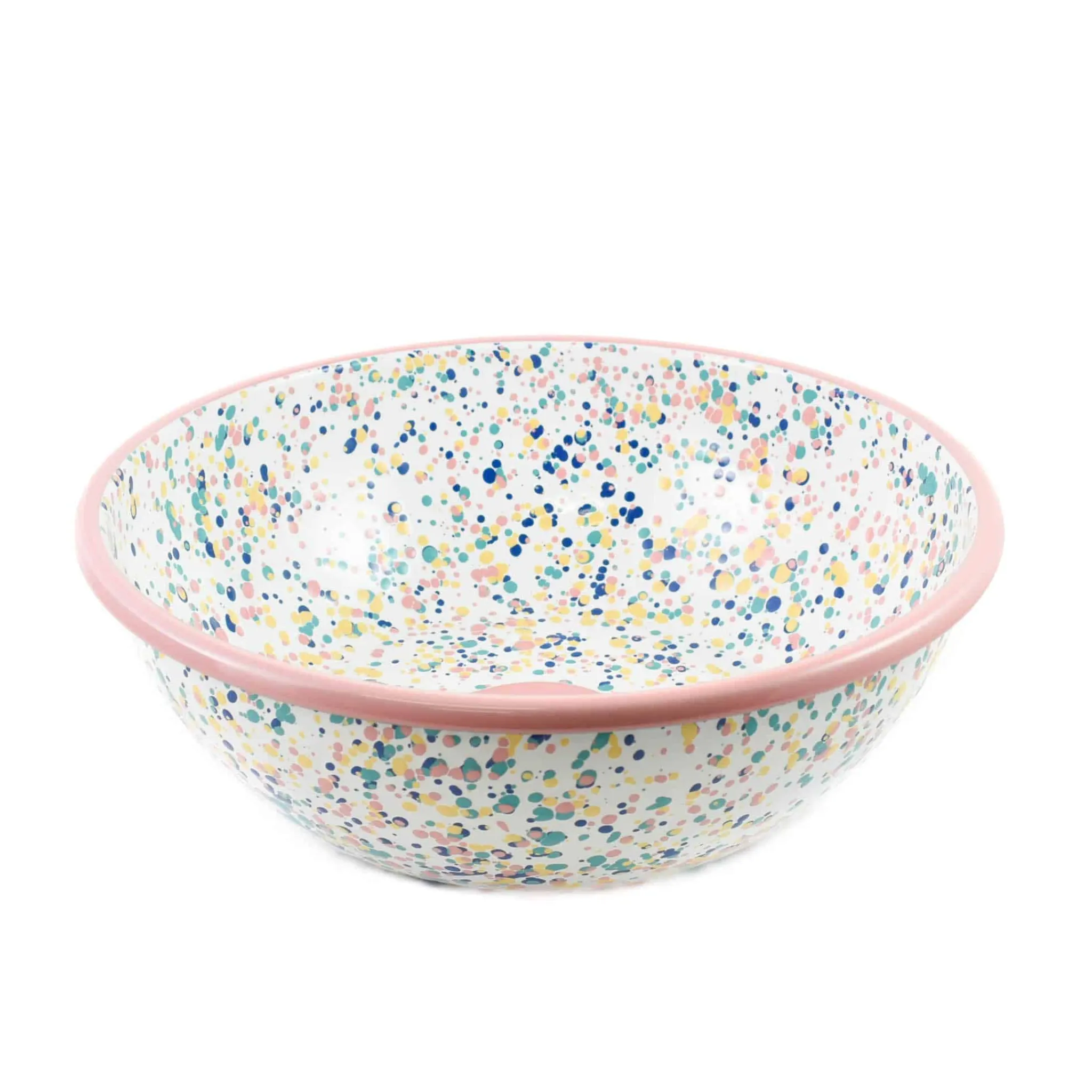 Clearance Pink Dot Enamel Large Salad Bowl, 32cm Tableware Brands|Crockery & Dinnerware