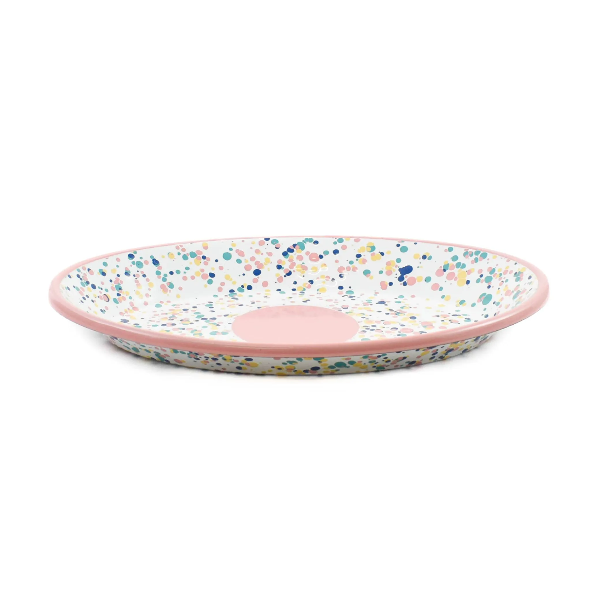 Outlet Pink Dot Enamel Oval Serving Tray, 31cm Tableware Brands
