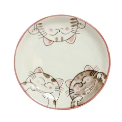 Outlet Pink Lucky Cat Japanese Side Plate, 19.5cm Tableware Brands|Japanese Ingredients