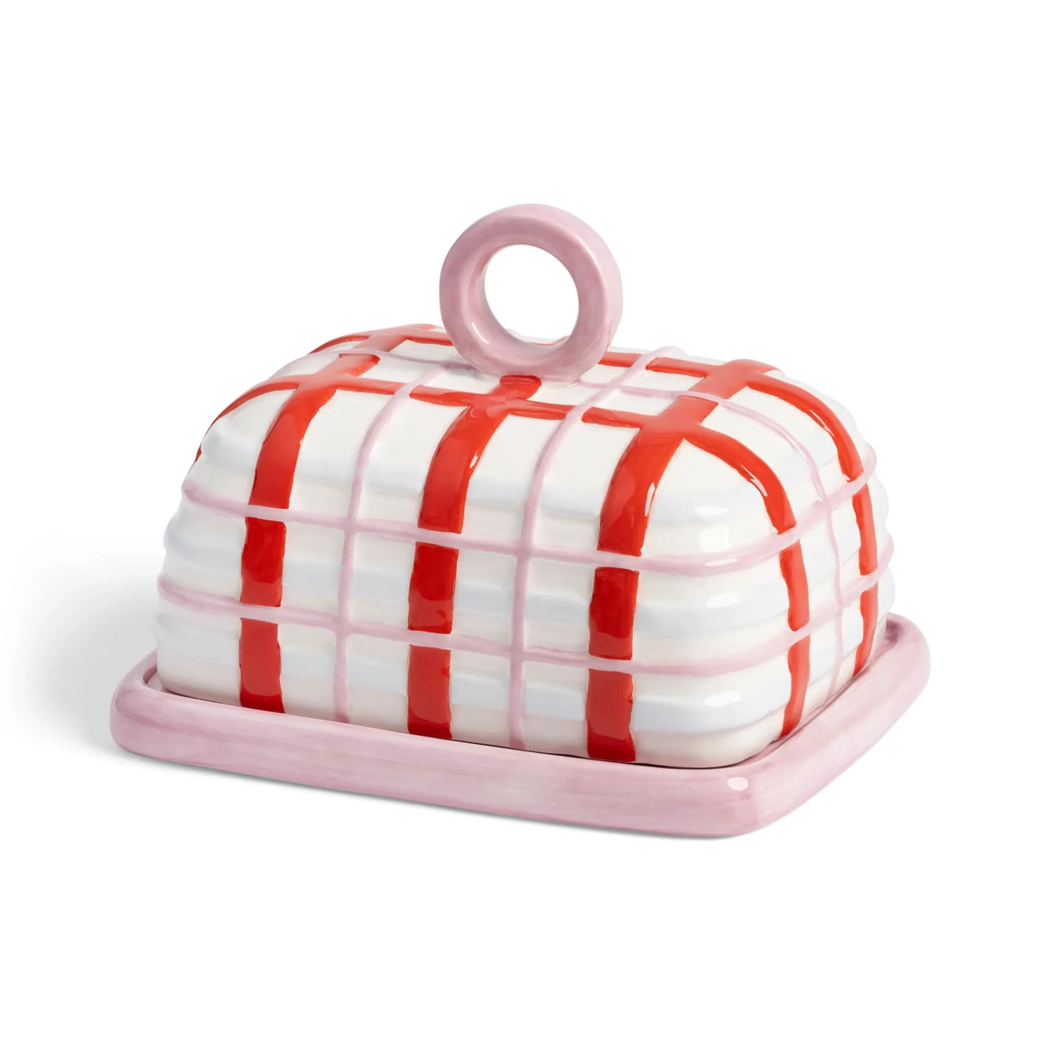 Pink Plaid Butter Dish Tableware Brands