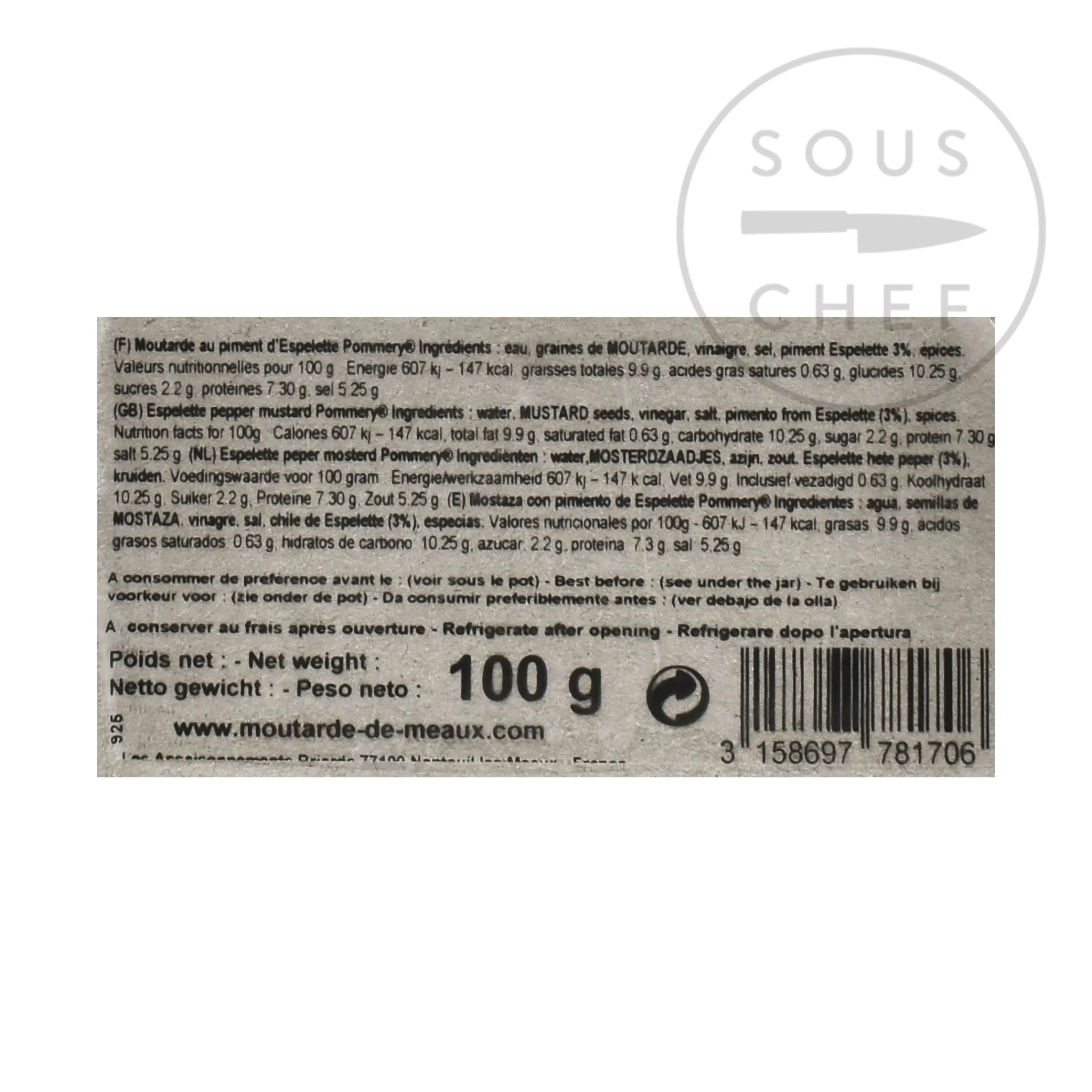 New Espelette Pepper Mustard, 100g Ingredients Brands|French Ingredients