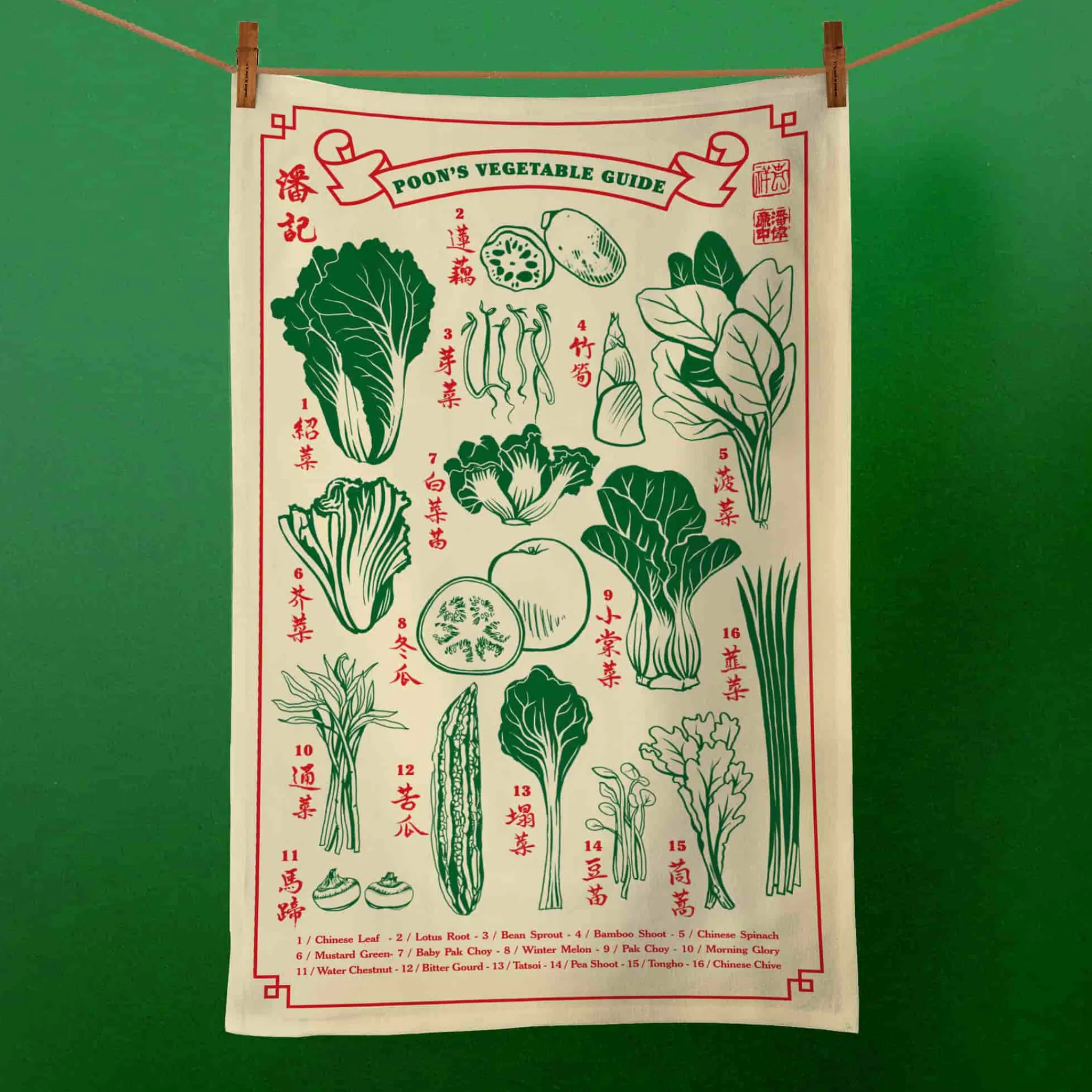 Sale London Vegetable Guide Tea Towel Kitchen Textiles & Clothing