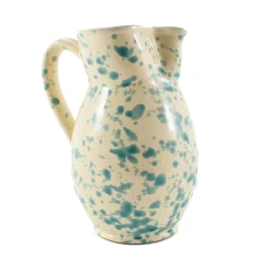 Clearance Puglia Aquamarine Splatter Ceramic Pitcher Italian Ingredients|Tableware Brands