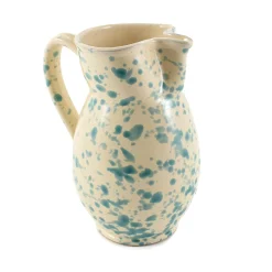 Clearance Puglia Aquamarine Splatter Ceramic Pitcher Italian Ingredients|Tableware Brands