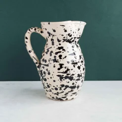 Clearance Puglia Black Splatter Ceramic Pitcher Italian Ingredients|Tableware Brands