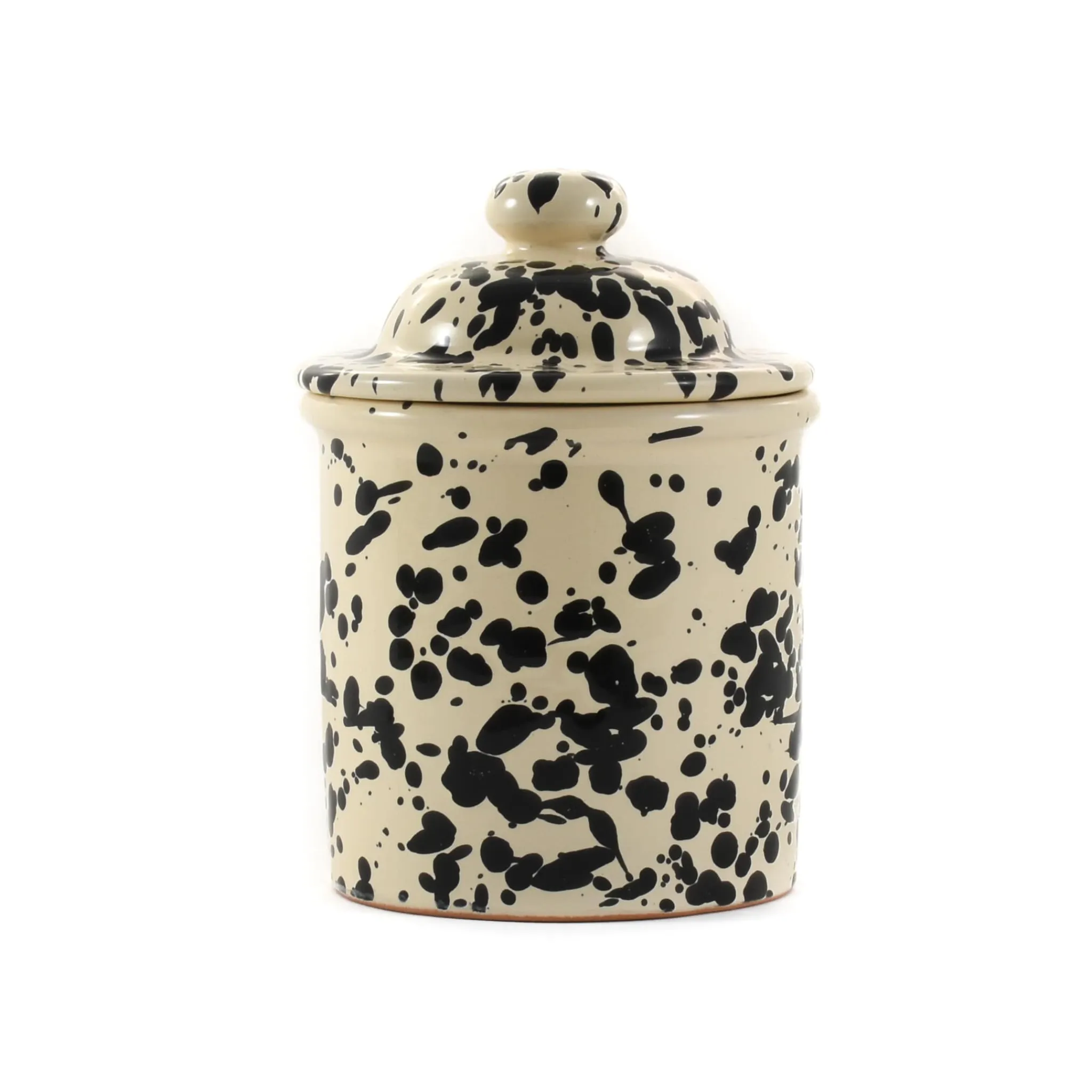 New Puglia Black Splatter Ceramic Storage Jar, 15cm Tableware Brands|Italian Ingredients