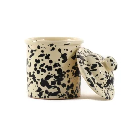 New Puglia Black Splatter Ceramic Storage Jar, 15cm Tableware Brands|Italian Ingredients