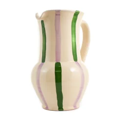 Clearance Puglia Green and Lilac Stripe Pitcher Tableware Brands|Jugs & Bottles