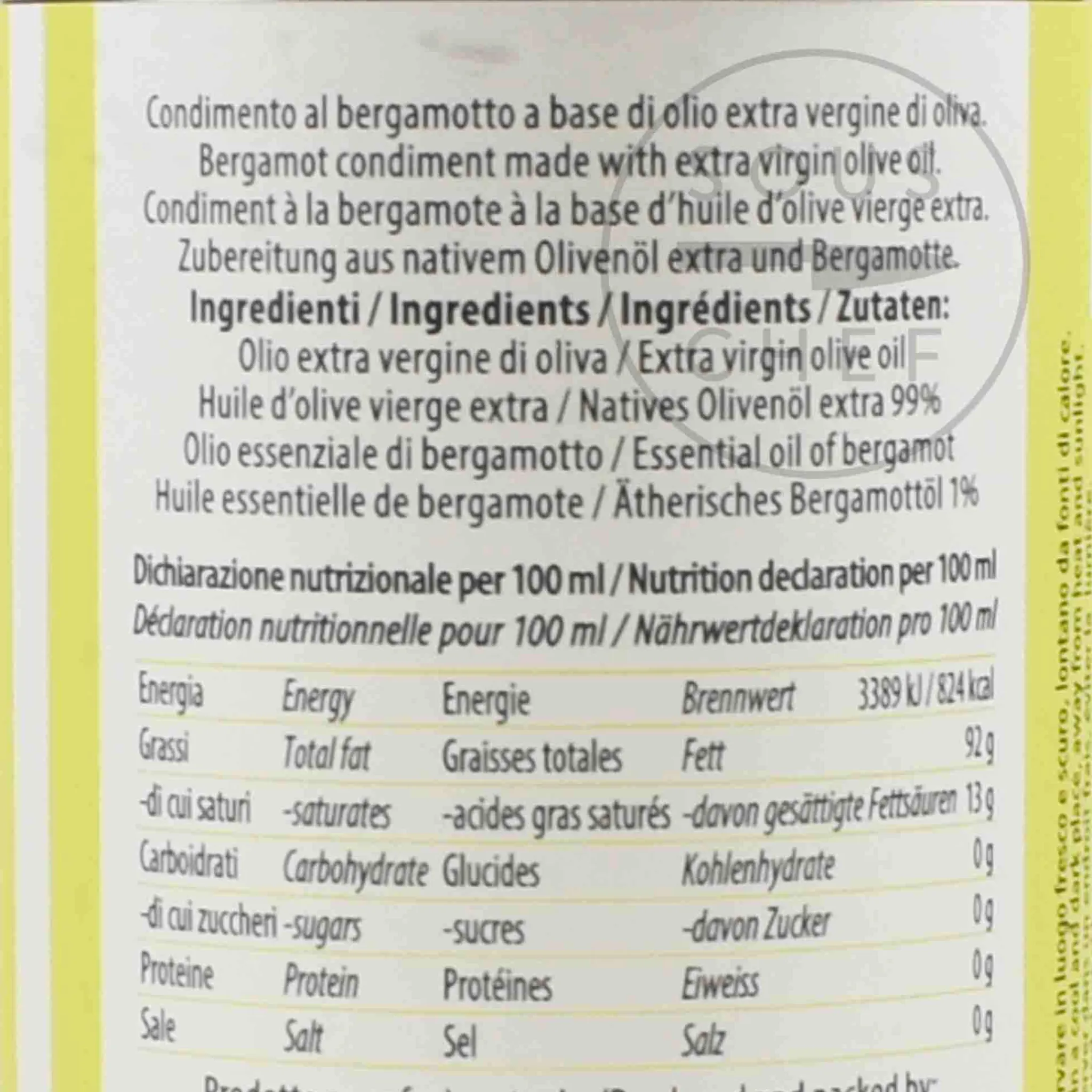 Puglian Bergamot Extra Virgin Olive Oil In Tin, 250ml Ingredients Brands|Italian Ingredients