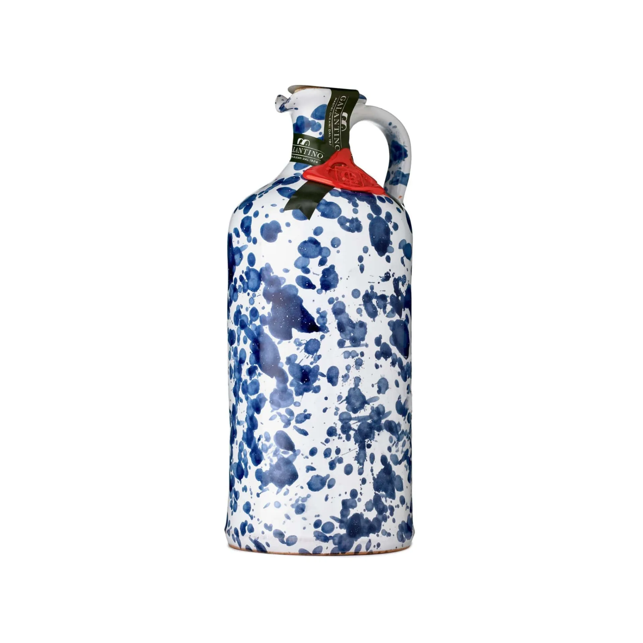 Puglian Extra Virgin Olive Oil in Blue Splatter Ceramic Bottle, 500ml Italian Ingredients|Oil, Vinegar & Dressings