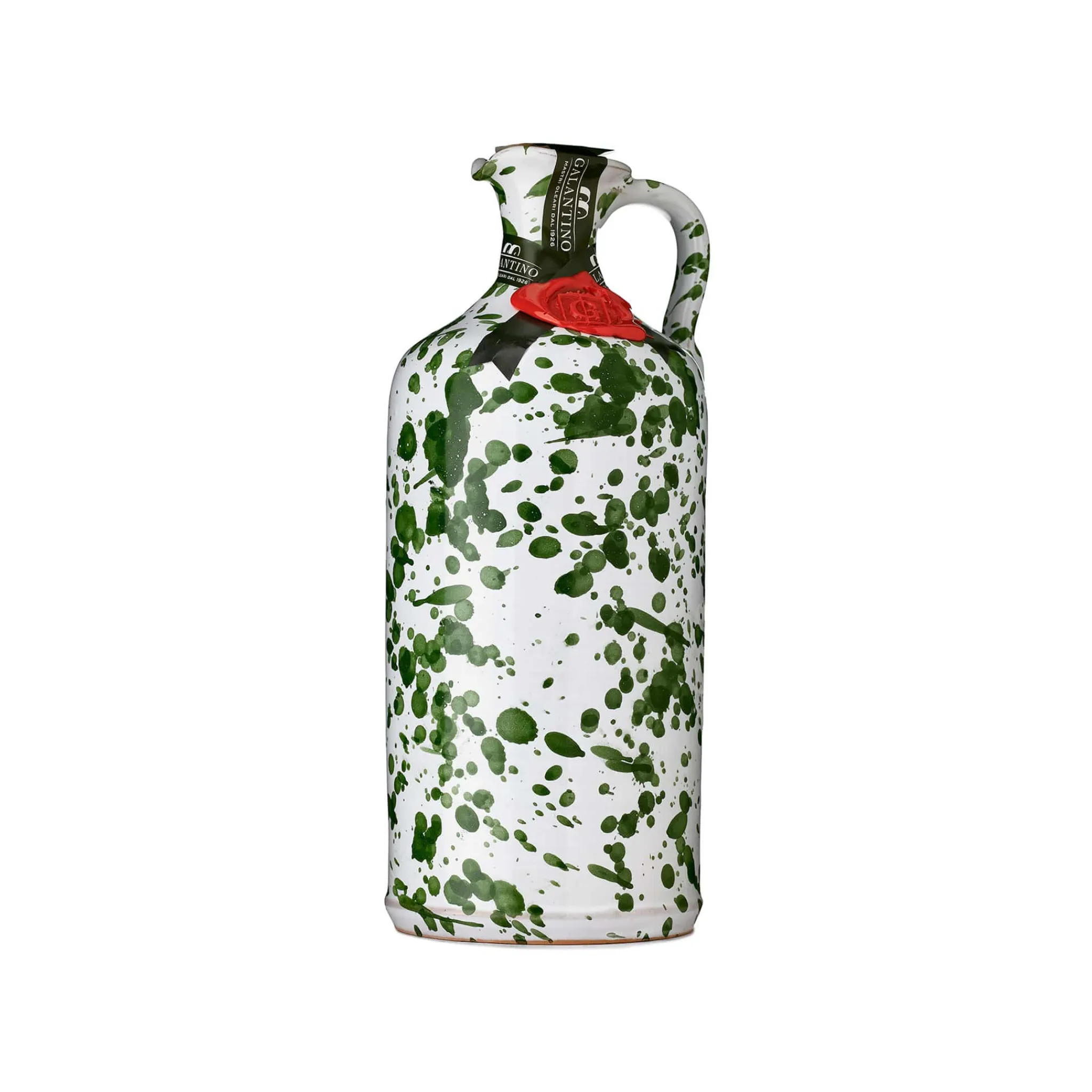 New Puglian Extra Virgin Olive Oil in Green Splatter Ceramic Bottle, 500ml Italian Ingredients|Oil, Vinegar & Dressings