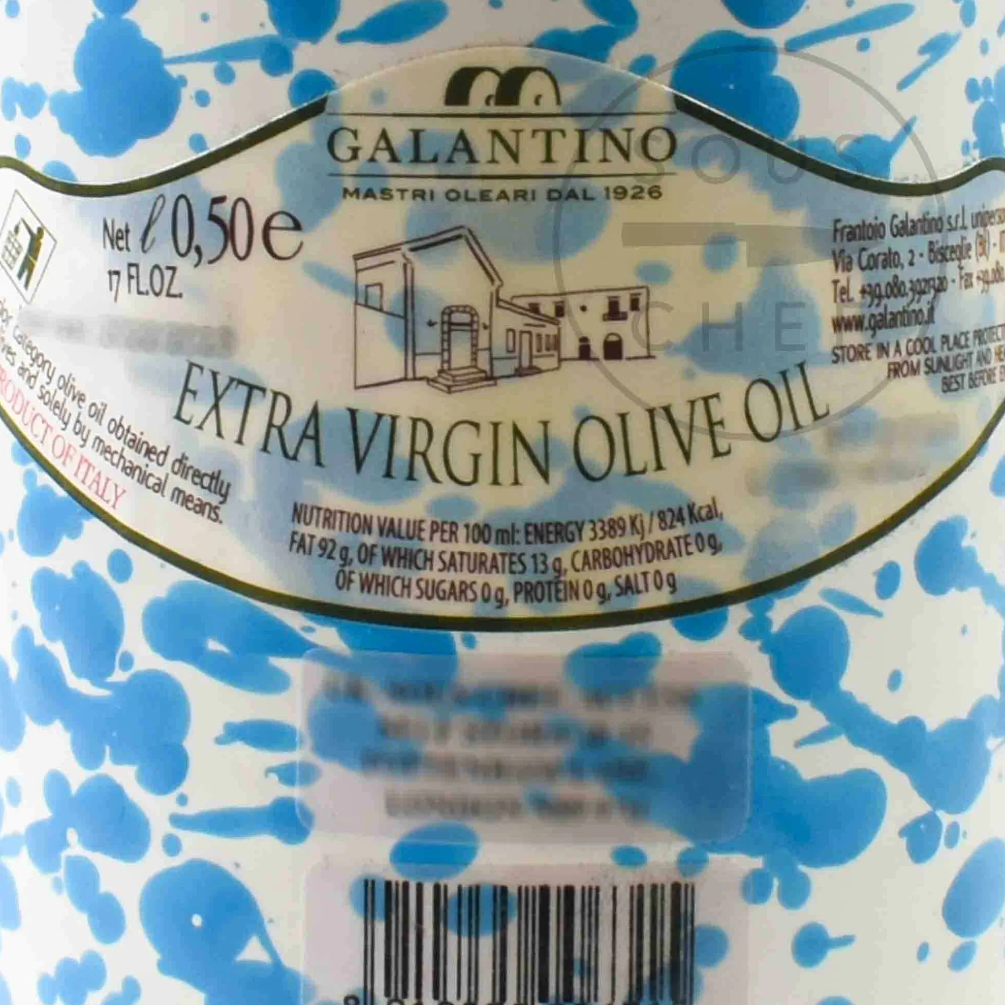 Outlet Puglian Extra Virgin Olive Oil in Light Blue Splatter Ceramic Bottle, 500ml Ingredients Brands|Oil, Vinegar & Dressings