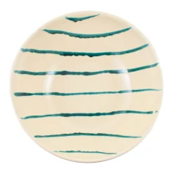 Sale Puglia Teal Stripe Large Salad Bowl, 34cm Crockery & Dinnerware|Bowls