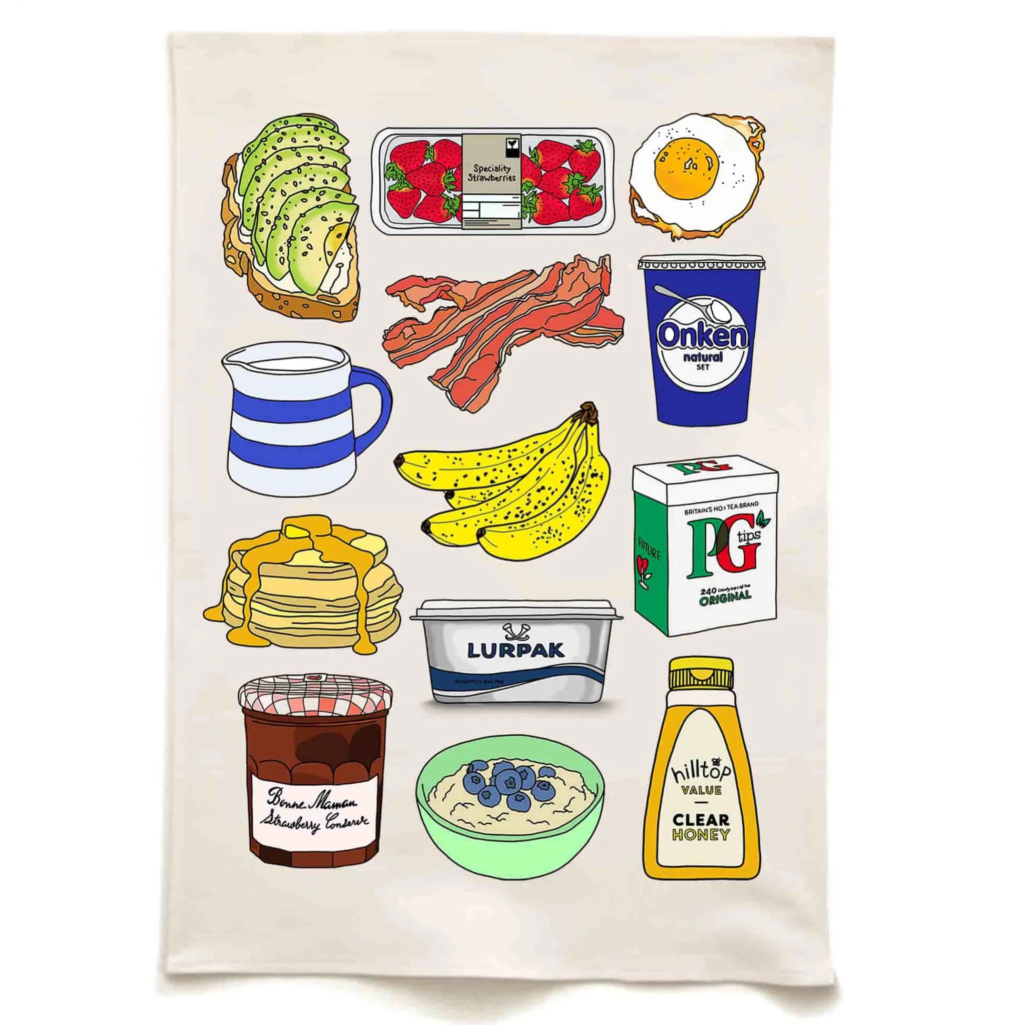 Breakfast Organic Cotton Tea Towel Kitchen Textiles & Clothing