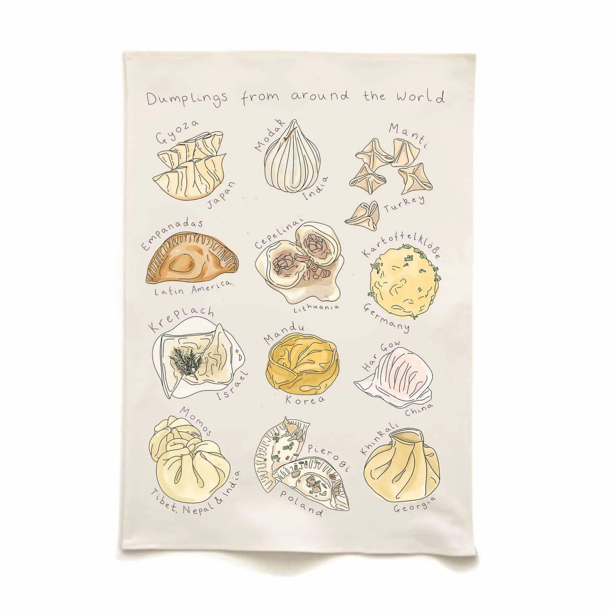 Discount Dumplings from Around the World Organic Cotton Tea Towel Kitchen Textiles & Clothing