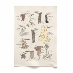 Types of Noodles Organic Cotton Tea Towel Kitchen Textiles & Clothing