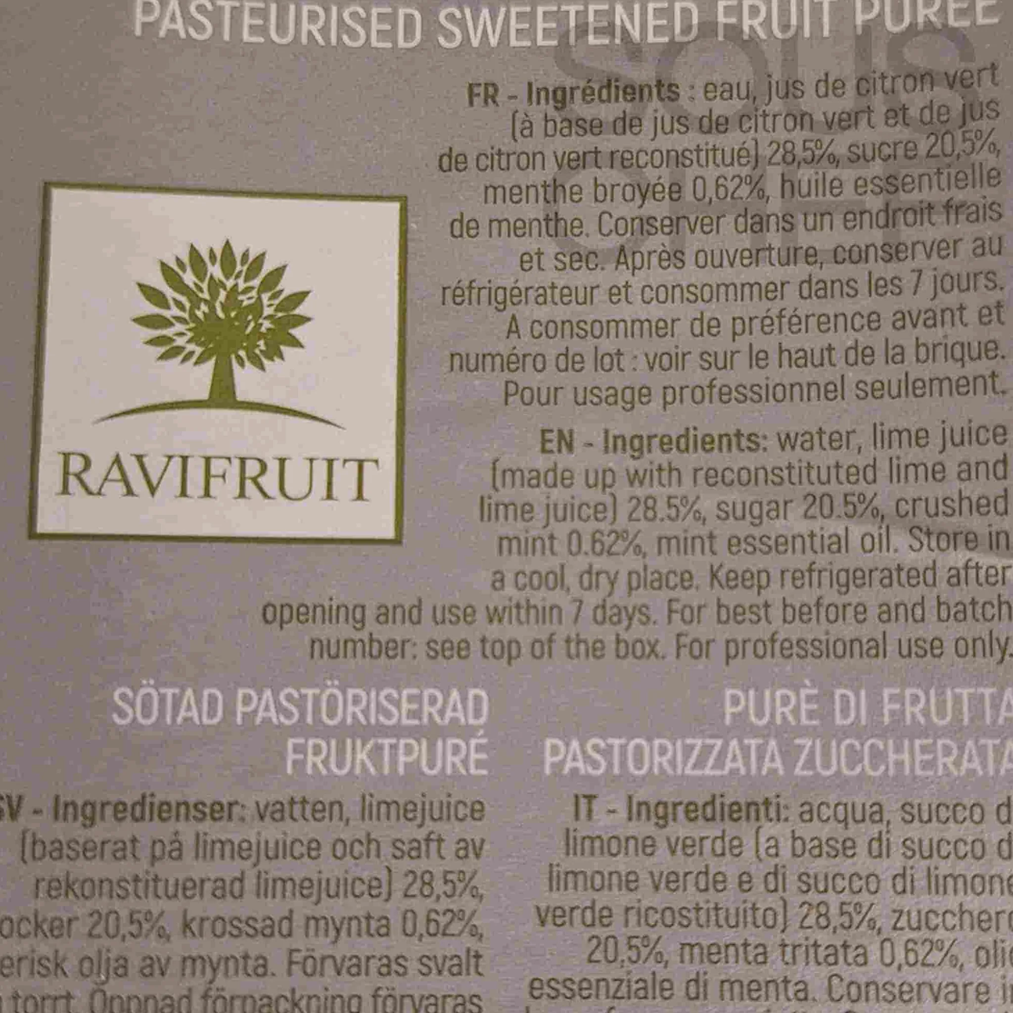 New Mojito Puree, 1 Litre Ingredients Brands|Drinks